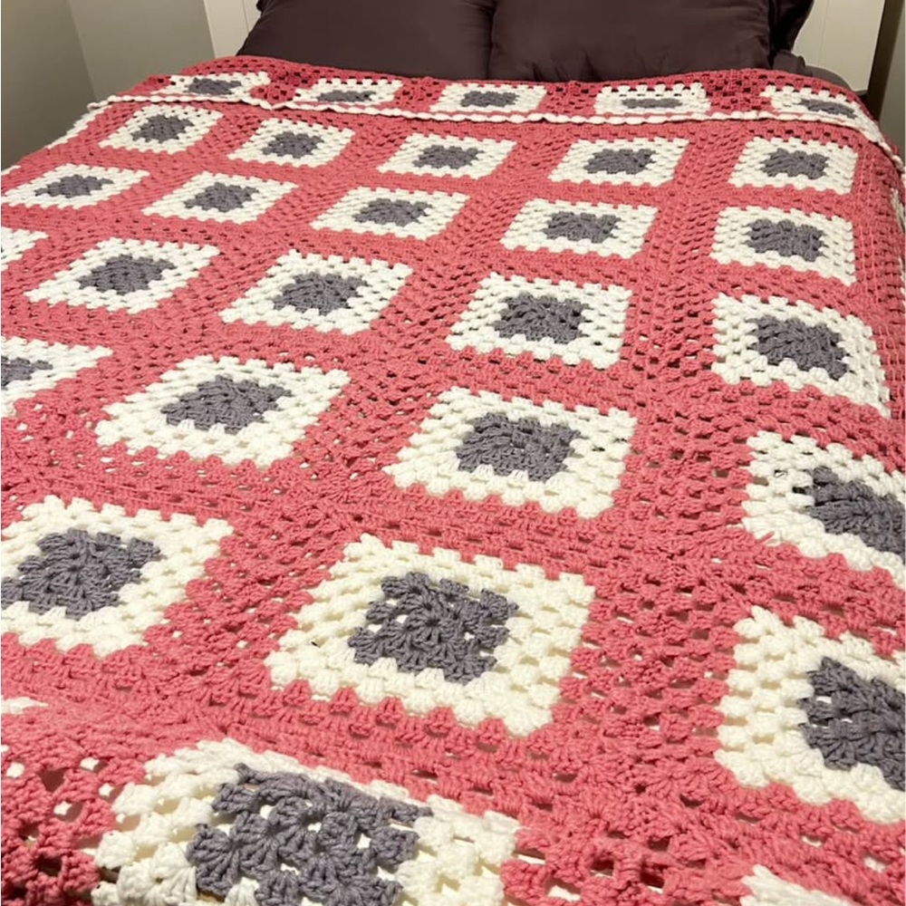 Handmade Crochet Granny Square Blanket - Picture 2 of 4